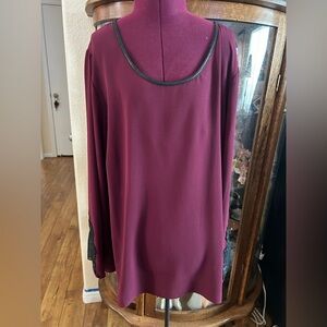 Women's Plus Size Burgundy Top with Black Trim
